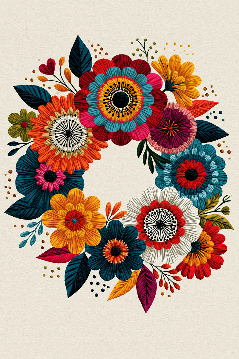 Colorful Gift Pouch Wreath Modern from Modern Colorwork Embroidery Book 3, a digital embroidery design reference for machine embroidery designs, embroidery patterns and frames and monogram spaces.