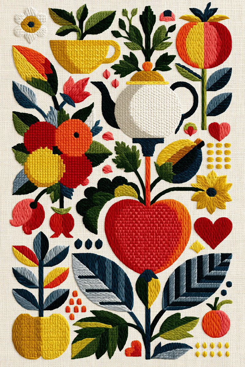 Colorful Kitchen And Gift Library from Modern Colorwork Embroidery Book 2, a digital embroidery design reference for machine embroidery designs, embroidery patterns and linen and home textile projects.