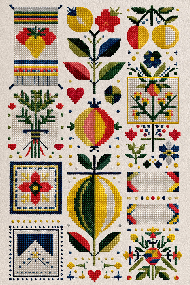 Colorful Kitchen Gift And Small 02 from Modern Colorwork Embroidery Book 1, a digital embroidery design reference for machine embroidery designs, embroidery patterns and linen and home textile projects.