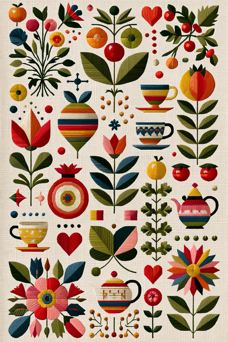 Colorful Kitchen Gift And Small from Modern Colorwork Embroidery Book 3, a digital embroidery design reference for machine embroidery designs, embroidery patterns and linen and home textile projects.