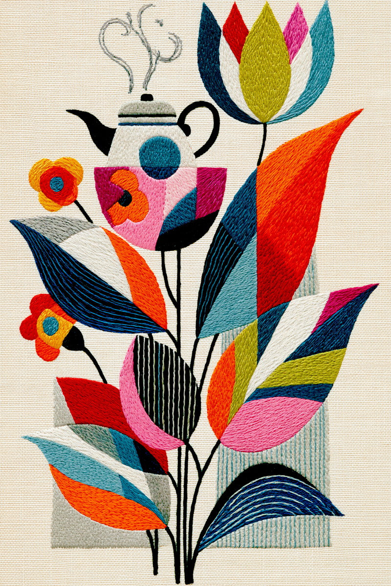Colorful Kitchen Towel Motif from Modern Colorwork Embroidery Book 1, a digital embroidery design reference for machine embroidery designs, embroidery patterns and linen and home textile projects.