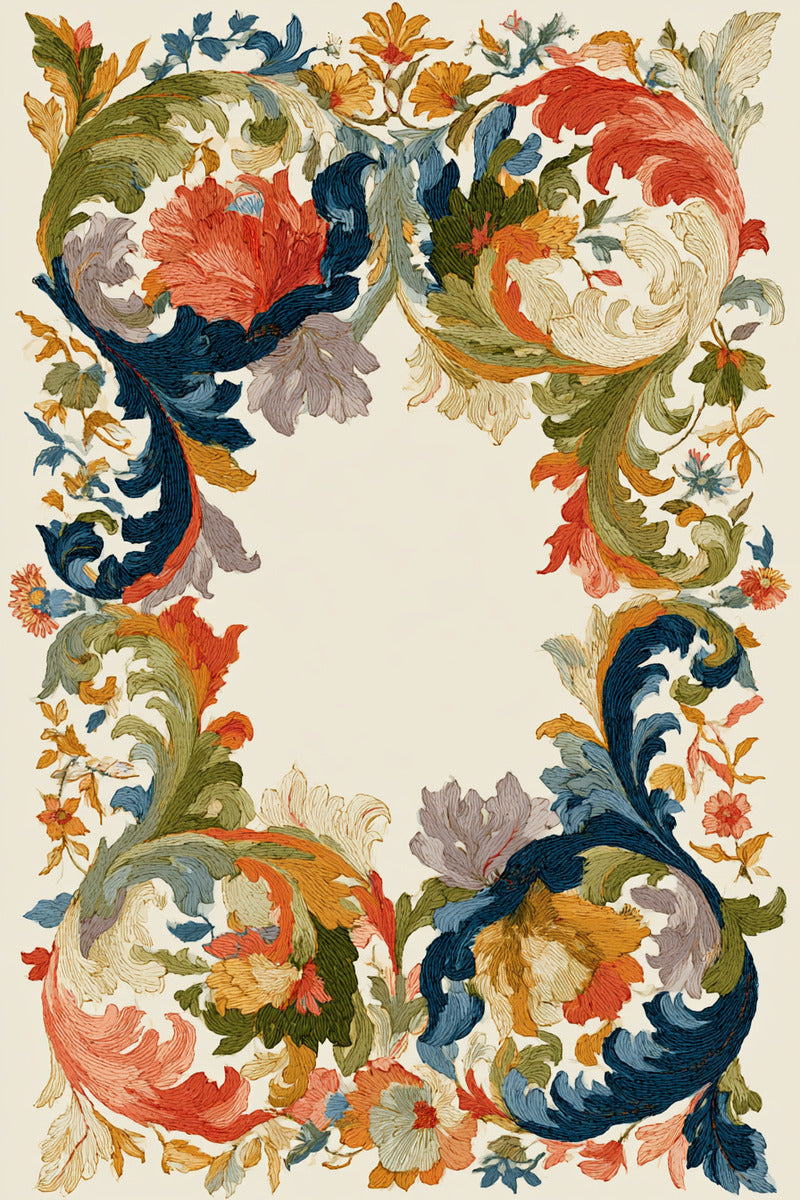 Colorful Scrollwork Frame from Baroque Scrollwork & Luxury Ornament Book 3, a digital embroidery design reference for machine embroidery designs, embroidery patterns and frames and monogram spaces.