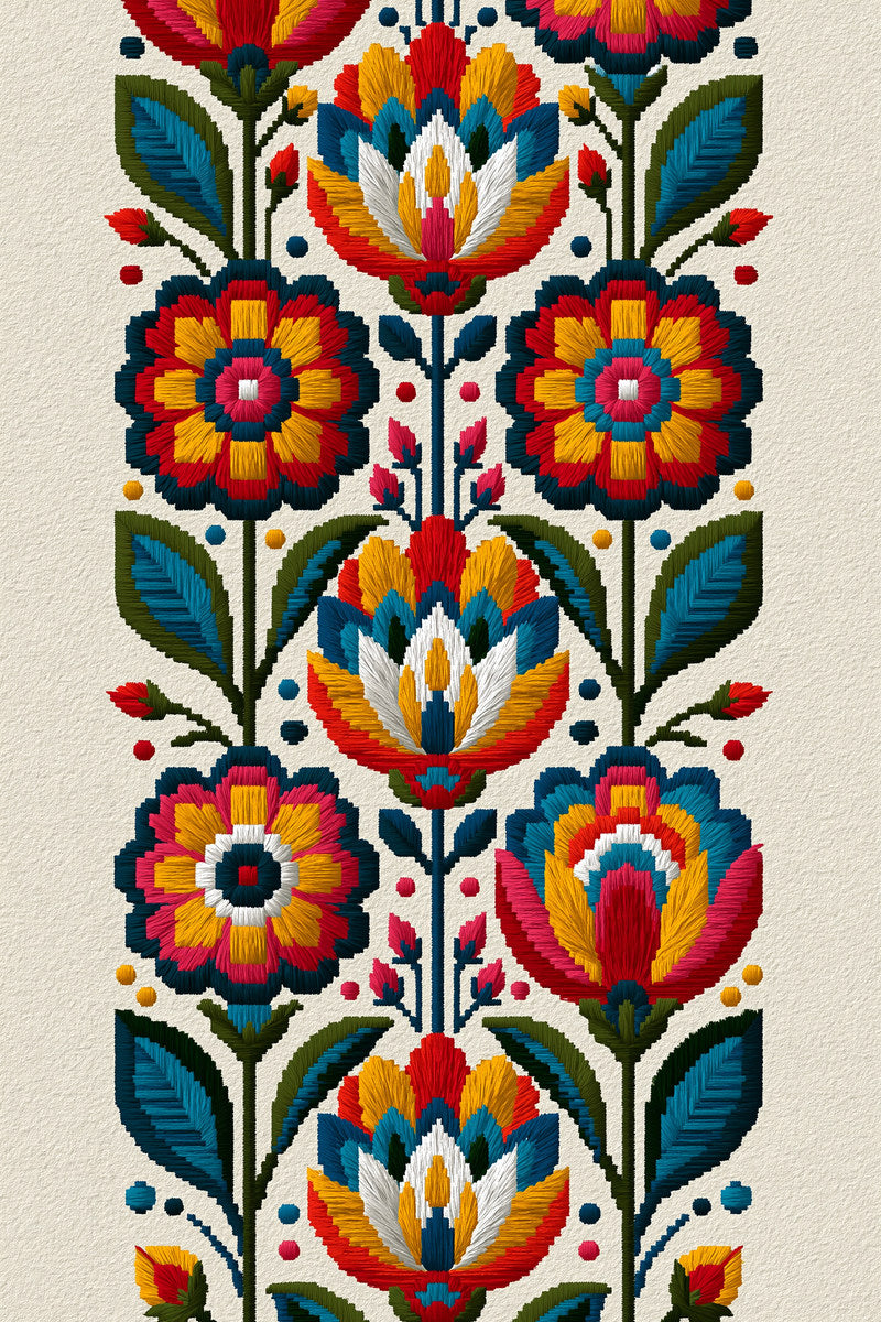 Colorful Table Linen Border Modern from Modern Colorwork Embroidery Book 4, a digital embroidery design reference for machine embroidery designs, embroidery patterns and border and edge embroidery.