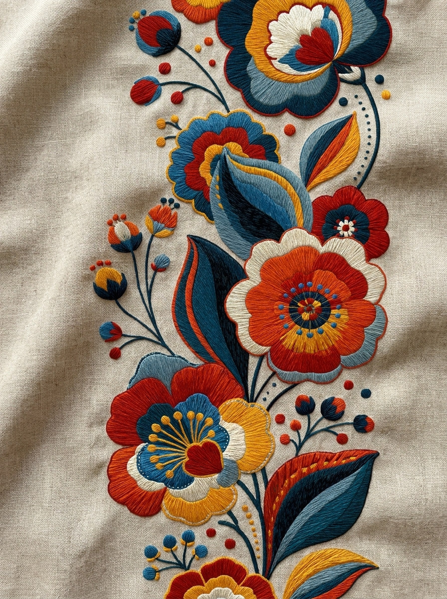 Colorful Table Linen Border Modern from Modern Colorwork Embroidery Book 2, a digital embroidery design reference for machine embroidery designs, embroidery patterns and border and edge embroidery.