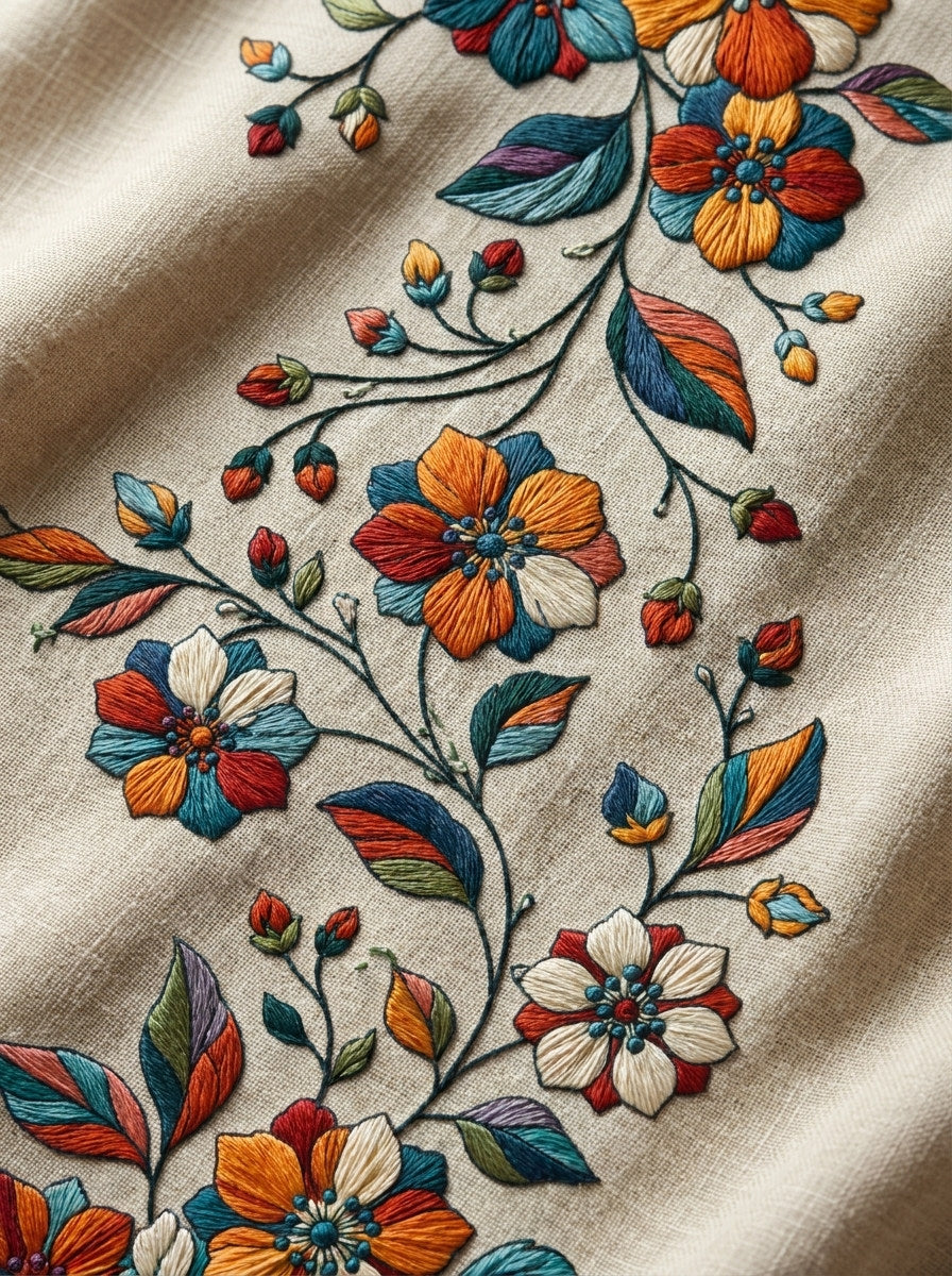 Colorwork Floral Vine Border Modern 02 from Modern Colorwork Embroidery Book 2, a digital embroidery design reference for machine embroidery designs, embroidery patterns and border and edge embroidery.