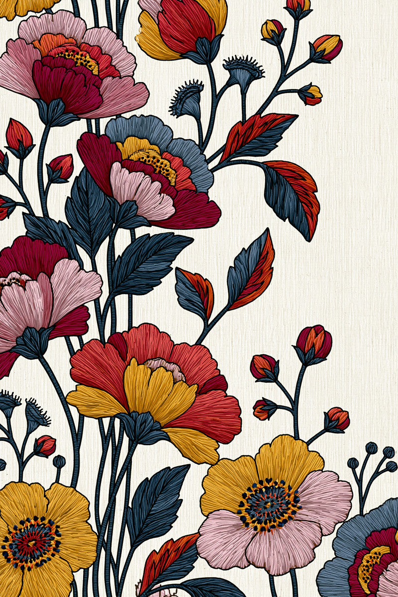 Colorwork Floral Vine Border Modern from Modern Colorwork Embroidery Book 2, a digital embroidery design reference for machine embroidery designs, embroidery patterns and border and edge embroidery.