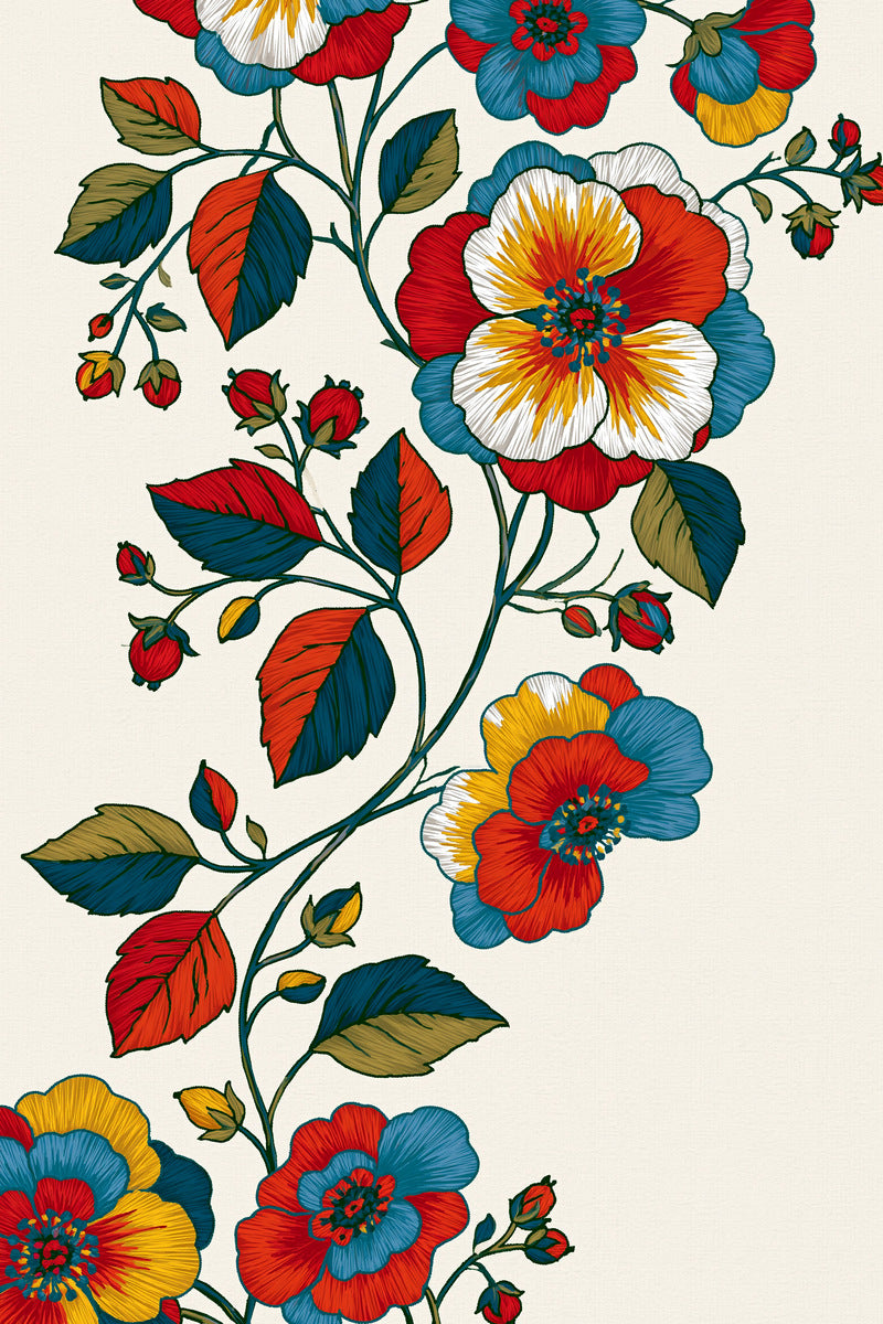 Colorwork Floral Vine Border Modern from Modern Colorwork Embroidery Book 4, a digital embroidery design reference for machine embroidery designs, embroidery patterns and border and edge embroidery.