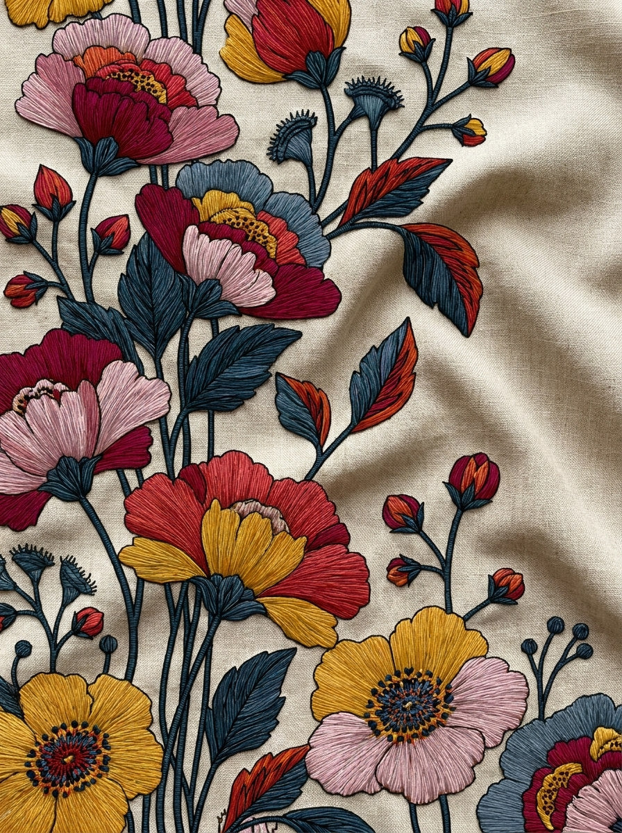 Colorwork Floral Vine Border Modern from Modern Colorwork Embroidery Book 2, a digital embroidery design reference for machine embroidery designs, embroidery patterns and border and edge embroidery.