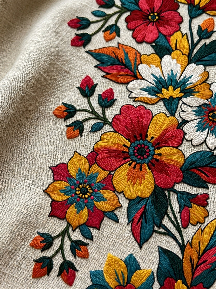 Colorwork Floral Vine Border Modern from Modern Colorwork Embroidery Book 3, a digital embroidery design reference for machine embroidery designs, embroidery patterns and border and edge embroidery.