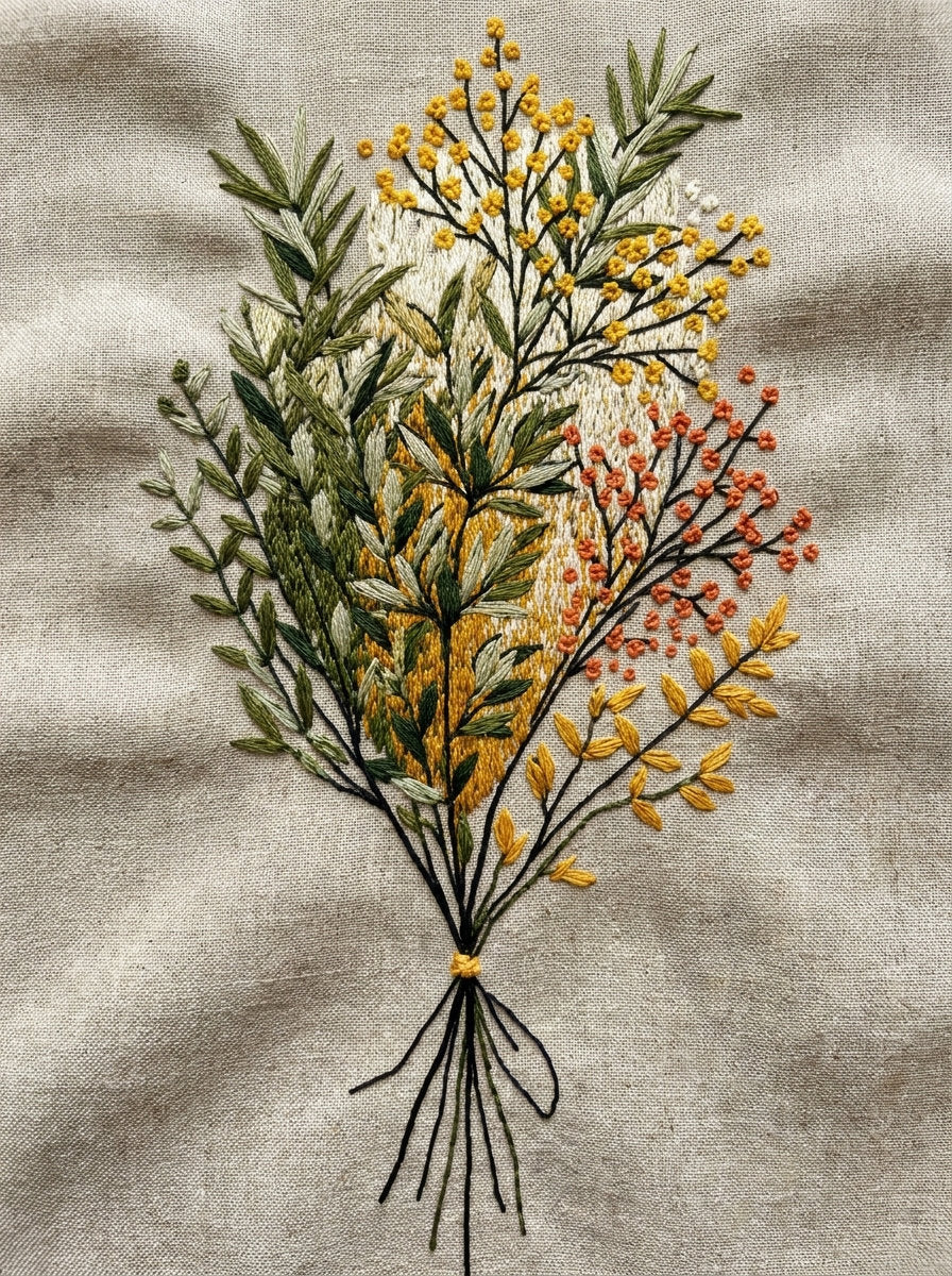Colorwork Herb Bundle Motif Modern from Modern Colorwork Embroidery Book 4, a digital embroidery design reference for machine embroidery designs, embroidery patterns and embroidery design reference.
