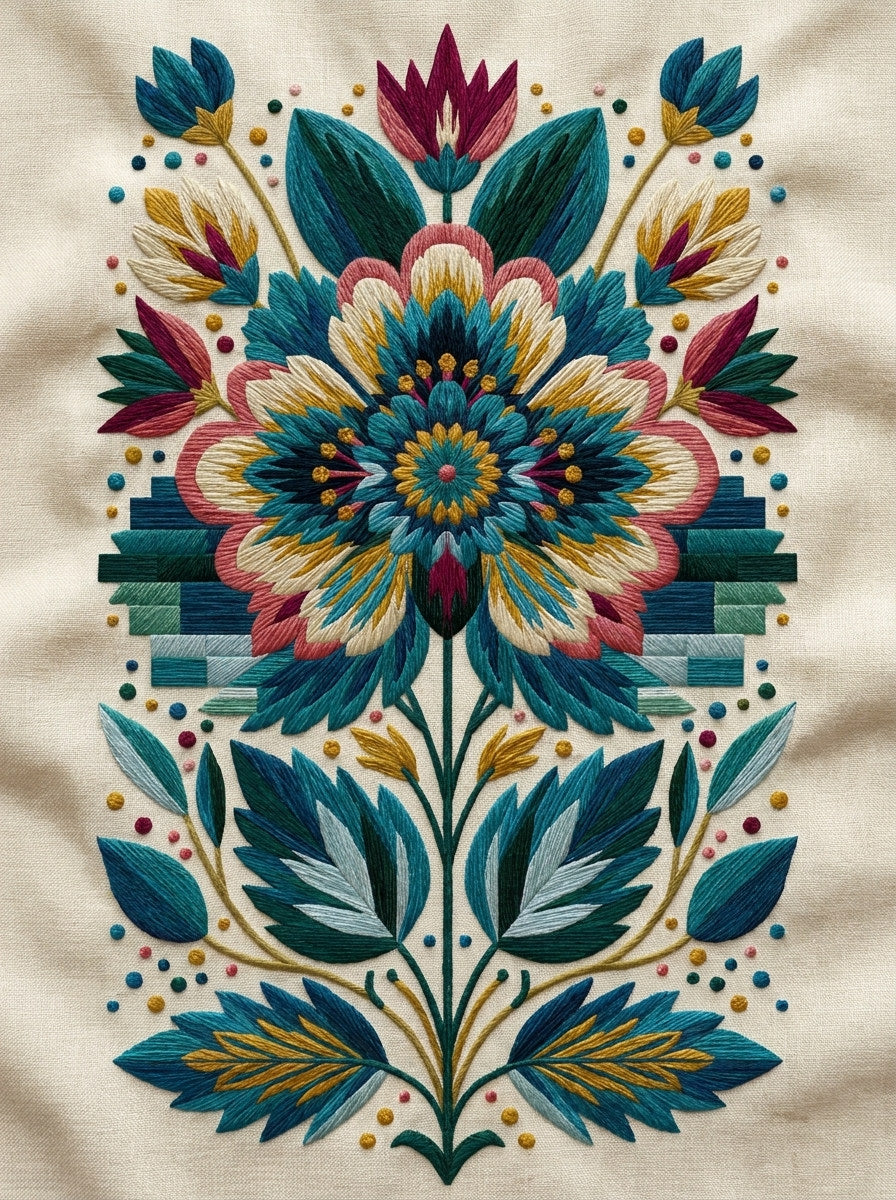 Colorwork Wall Textile Accent Modern from Modern Colorwork Embroidery Book 4, a digital embroidery design reference for machine embroidery designs, embroidery patterns and small motif and accent designs.