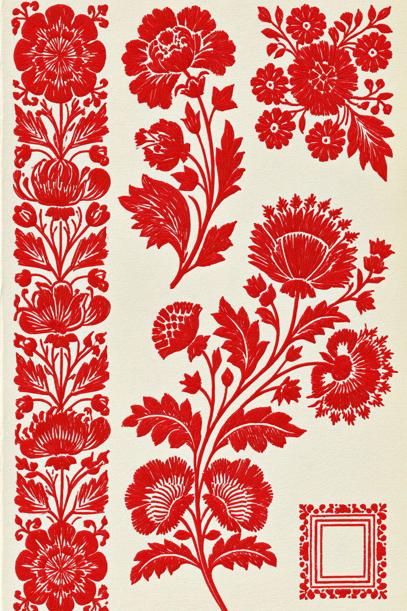 Complete Folk Home Linen Plate 02 from Hungarian & Slavic Embroidery Motifs Book 1, a digital embroidery design reference for machine embroidery designs, embroidery patterns and linen and home textile projects.