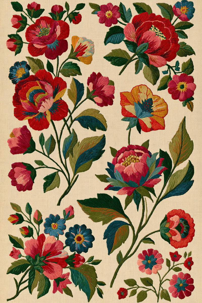 Complete Folk Home Linen Plate from Hungarian & Slavic Embroidery Motifs Book 3, a digital embroidery design reference for machine embroidery designs, embroidery patterns and linen and home textile projects.