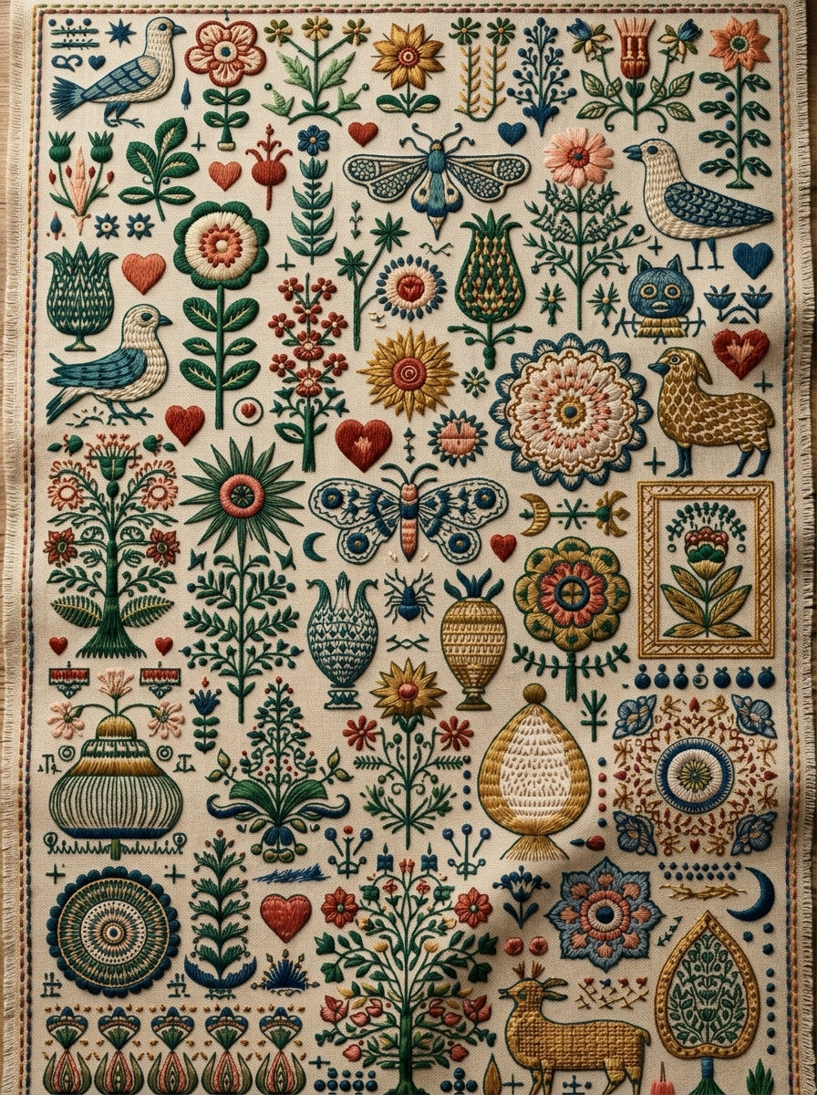 Complete Global Folk Art Embroidery Png from Global Folk Art Embroidery Book 2, a digital embroidery design reference for machine embroidery designs, embroidery patterns and embroidery design reference.