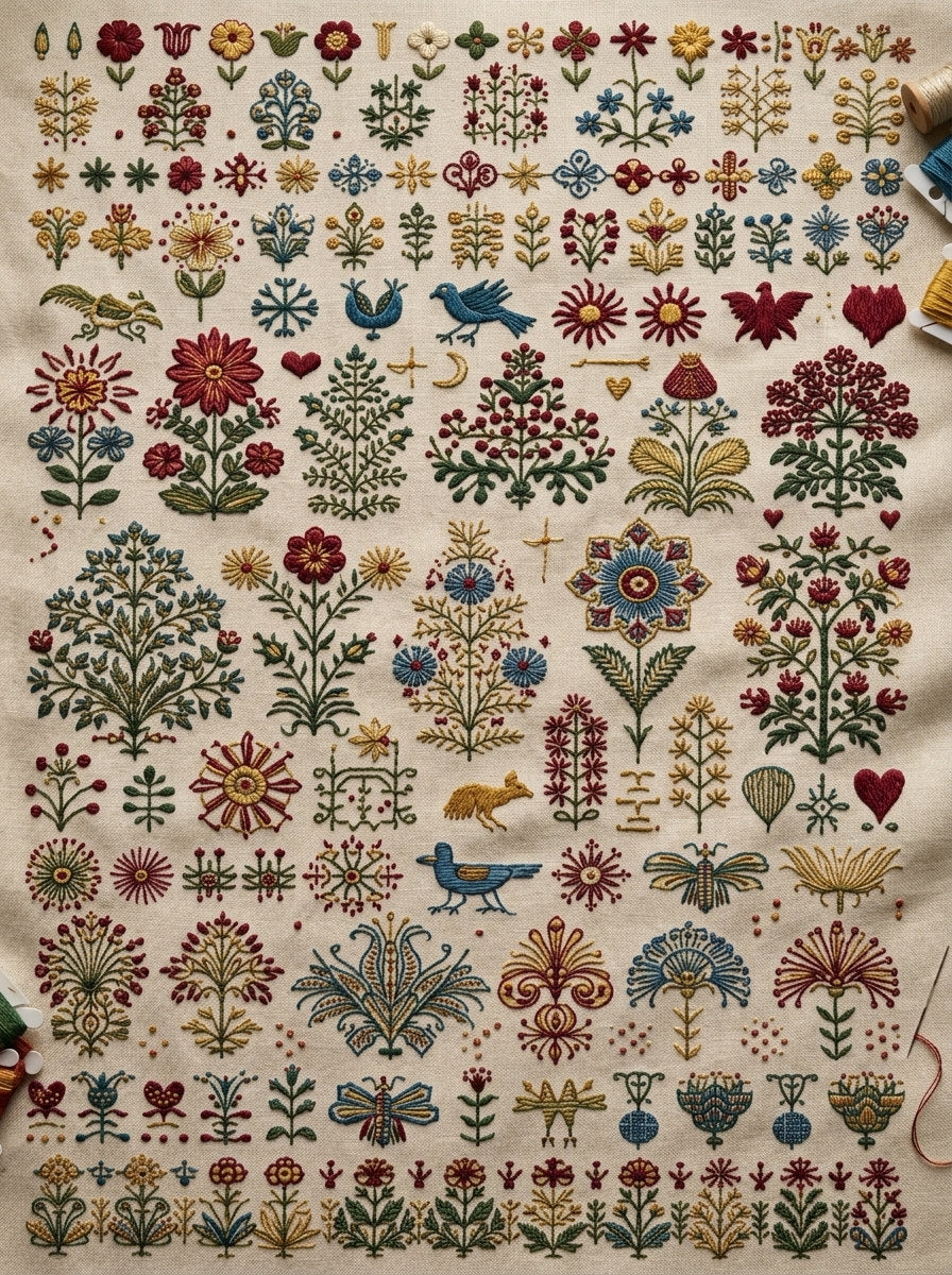 Complete Global Folk Art Embroidery Png from Global Folk Art Embroidery Book 3, a digital embroidery design reference for machine embroidery designs, embroidery patterns and embroidery design reference.