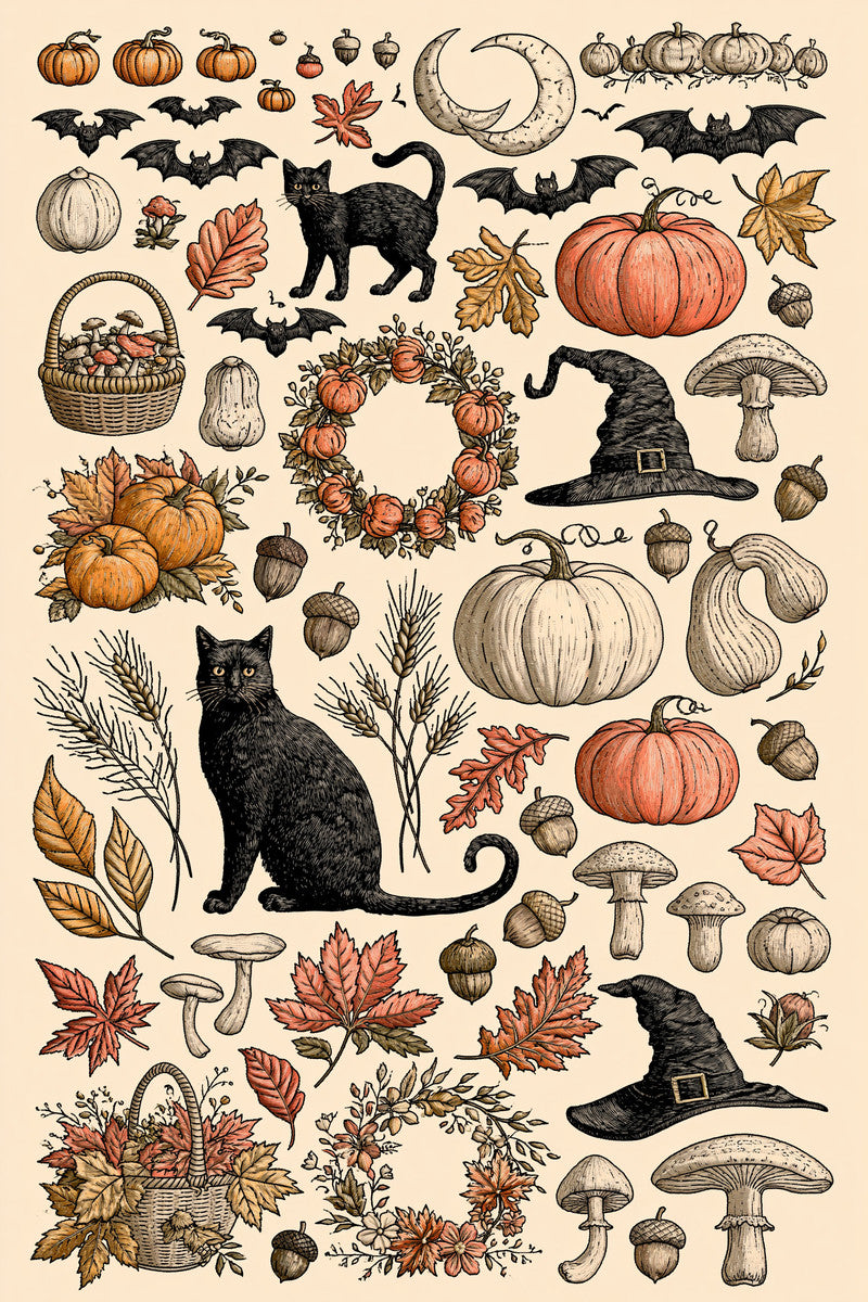 Complete Halloween Autumn Embroidery Collection from Halloween & Autumn Embroidery Book 2, a digital embroidery design reference for machine embroidery designs, embroidery patterns and seasonal embroidery motifs.