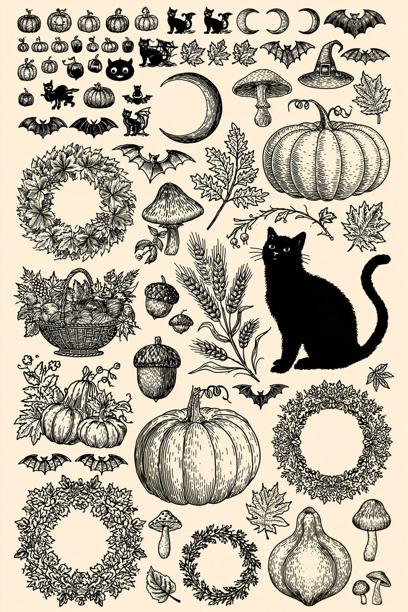 Complete Halloween Autumn Embroidery Collection from Halloween & Autumn Embroidery Book 3, a digital embroidery design reference for machine embroidery designs, embroidery patterns and seasonal embroidery motifs.