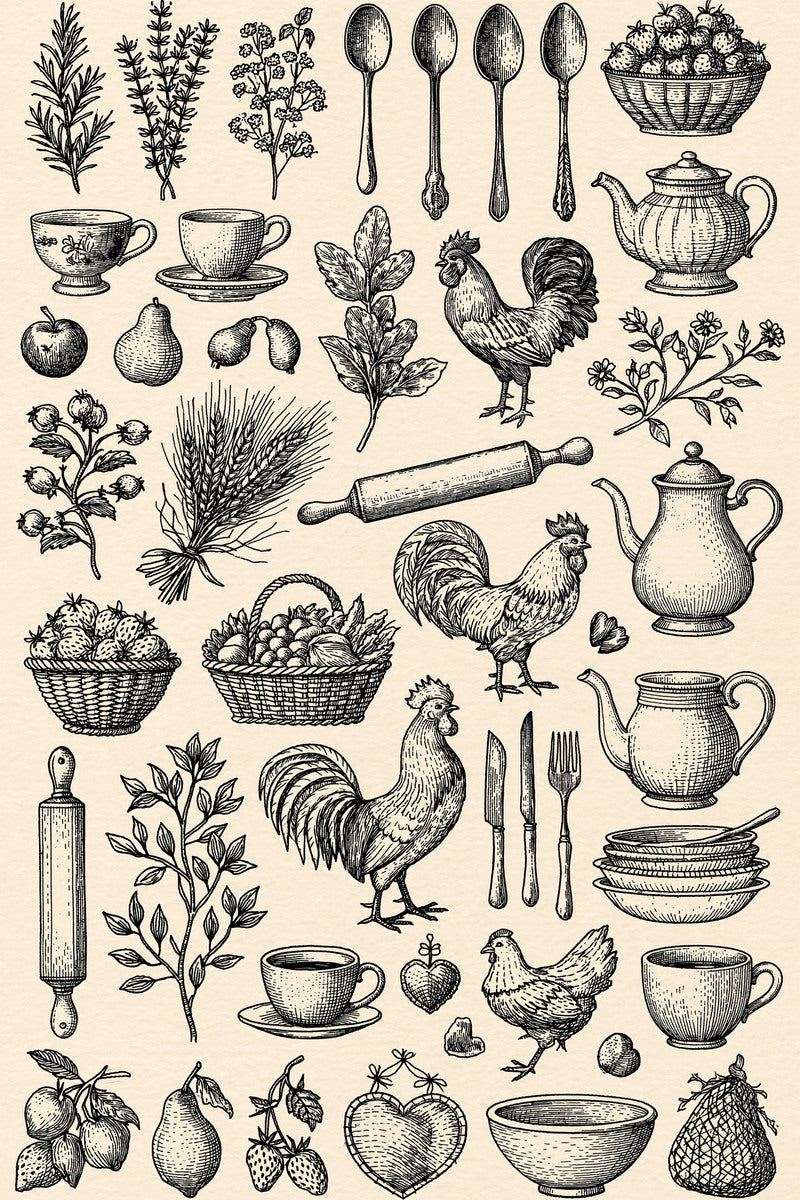 Complete Kitchen Towels Aprons Embroidery from Kitchen Towels & Aprons Embroidery Book 1, a digital embroidery design reference for machine embroidery designs, embroidery patterns and linen and home textile projects.