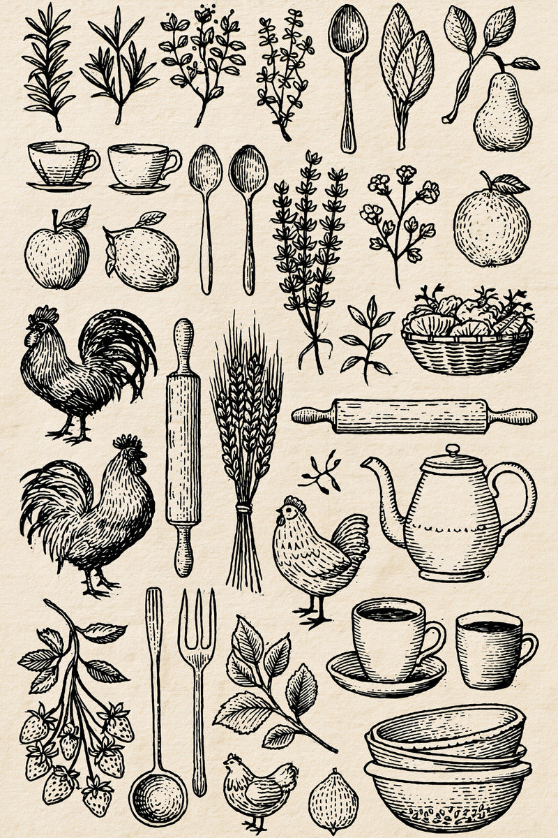 Complete Kitchen Towels Aprons Embroidery from Kitchen Towels & Aprons Embroidery Book 2, a digital embroidery design reference for machine embroidery designs, embroidery patterns and linen and home textile projects.
