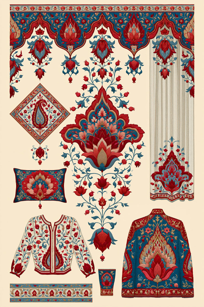 Complete Oriental Placement Plate Mughal from Mughal, Persian & Oriental Embroidery Book 1, a digital embroidery design reference for machine embroidery designs, embroidery patterns and lace and broderie details.