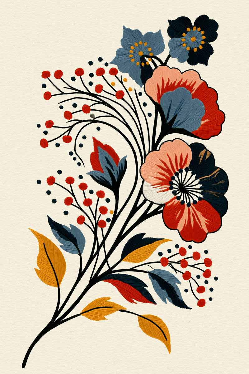 Contemporary Shoulder Colorwork Sprig Mode from Modern Colorwork Embroidery Book 2, a digital embroidery design reference for machine embroidery designs, embroidery patterns and small motif and accent designs.