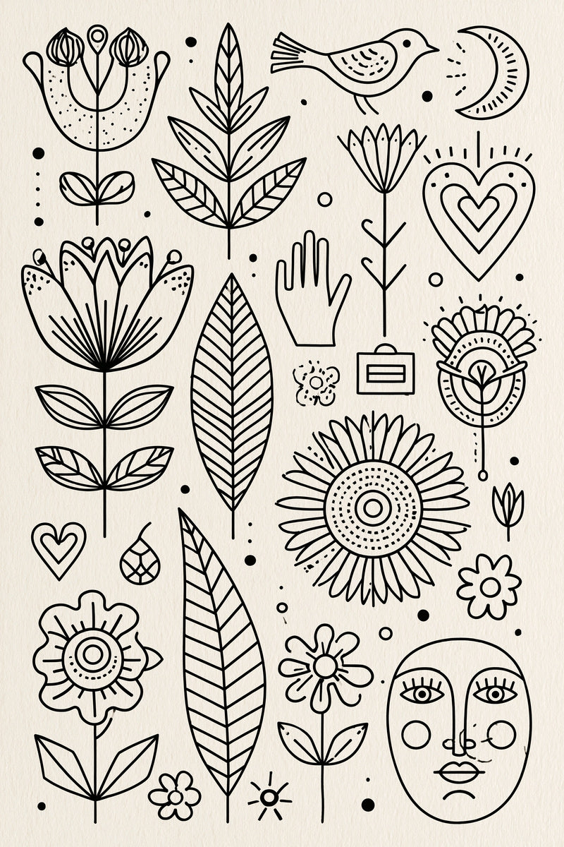 Contemporary Textile Symbol Sampler Line from Line Art Embroidery Book 2, a digital embroidery design reference for machine embroidery designs, embroidery patterns and embroidery design reference.