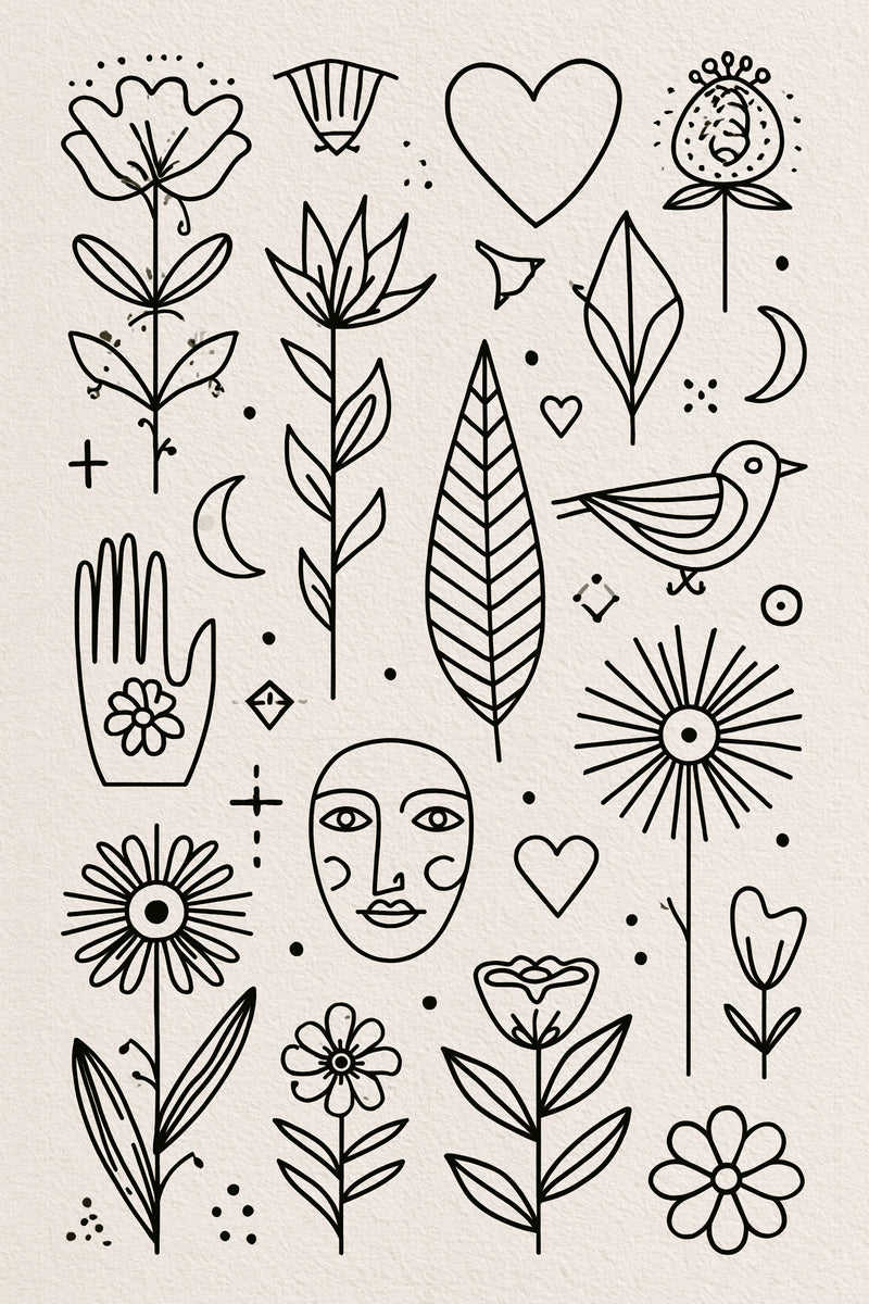 Contemporary Textile Symbol Sampler Line from Line Art Embroidery Book 4, a digital embroidery design reference for machine embroidery designs, embroidery patterns and embroidery design reference.
