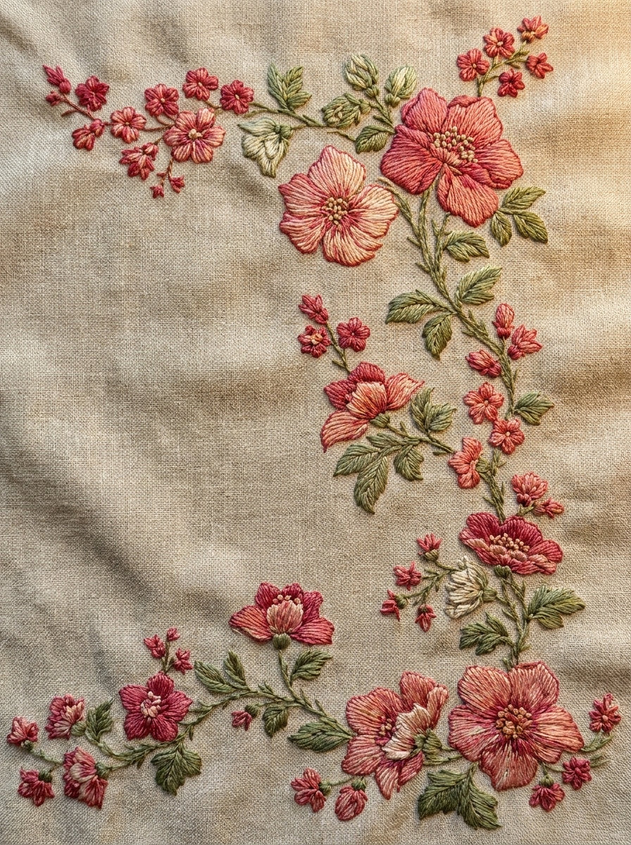 Corner Frame And Table Linen from Classic Frames & Borders Book 1, a digital embroidery design reference for machine embroidery designs, embroidery patterns and border and edge embroidery.