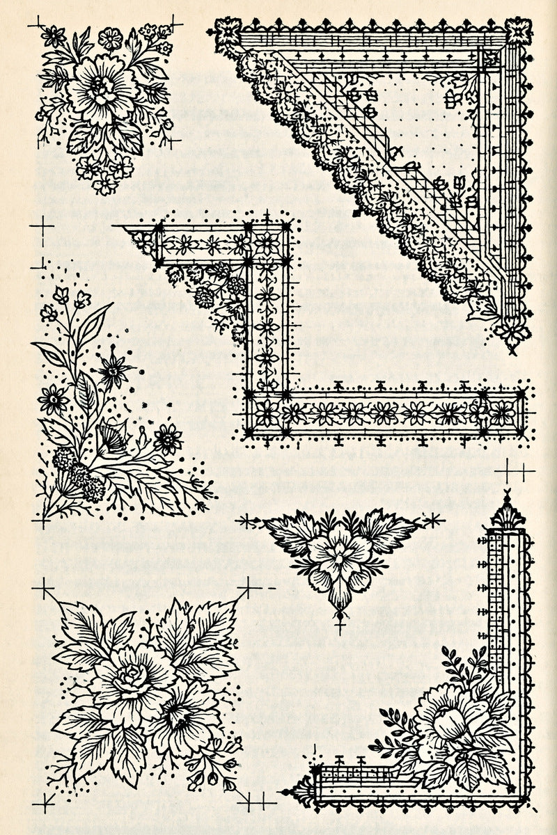 Corner Frames Napkin Corners And 02 from Classic Frames & Borders Book 4, a digital embroidery design reference for machine embroidery designs, embroidery patterns and border and edge embroidery.
