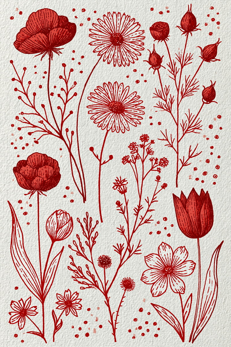 Country Floral Sprig And Rustic from Folk Redwork & Country Florals Book 4, a digital embroidery design reference for machine embroidery designs, embroidery patterns and small motif and accent designs.