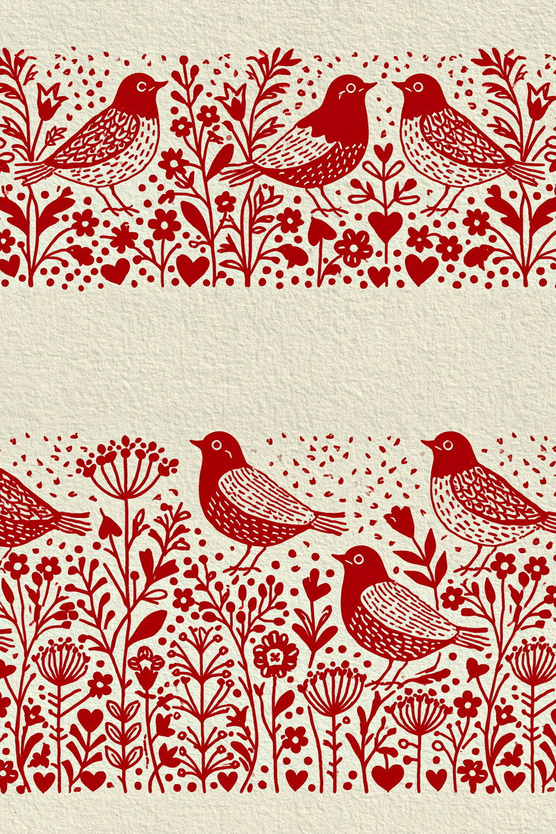 Country Folk Bird Border Folk from Folk Redwork & Country Florals Book 4, a digital embroidery design reference for machine embroidery designs, embroidery patterns and border and edge embroidery.