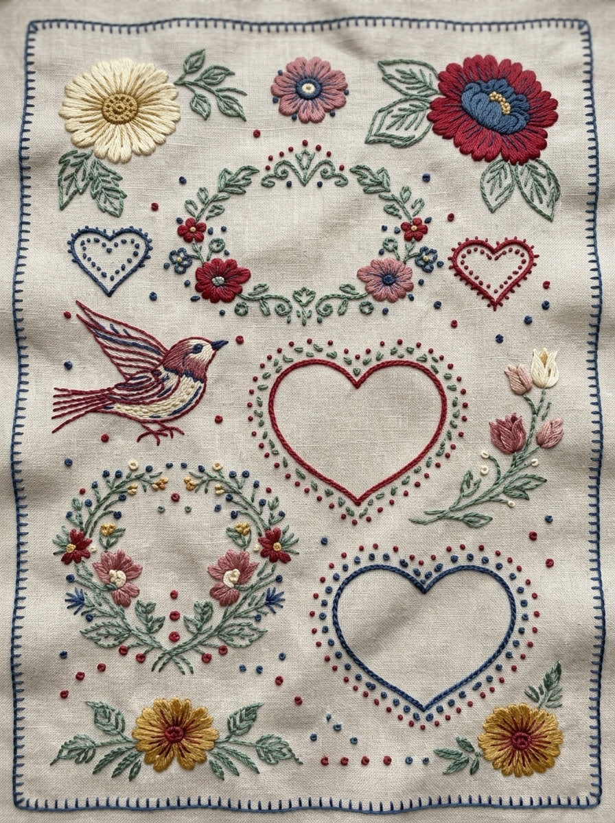 Country Label And Gift Frame from Folk Redwork & Country Florals Book 2, a digital embroidery design reference for machine embroidery designs, embroidery patterns and frames and monogram spaces.