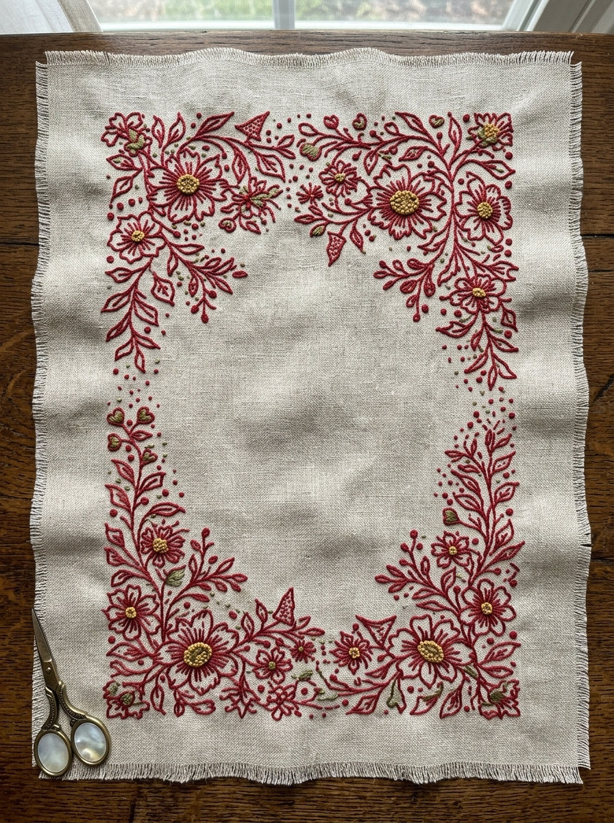 Country Label Frame Redwork Folk from Folk Redwork & Country Florals Book 2, a digital embroidery design reference for machine embroidery designs, embroidery patterns and frames and monogram spaces.