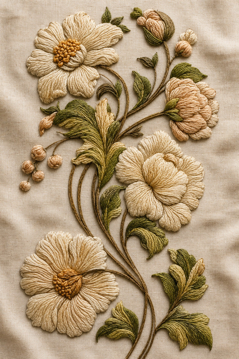 Crewel Curtain Panel Placement 02 from Jacobean & Crewel Embroidery Book 2, a digital embroidery design reference for machine embroidery designs, embroidery patterns and lace and broderie details.