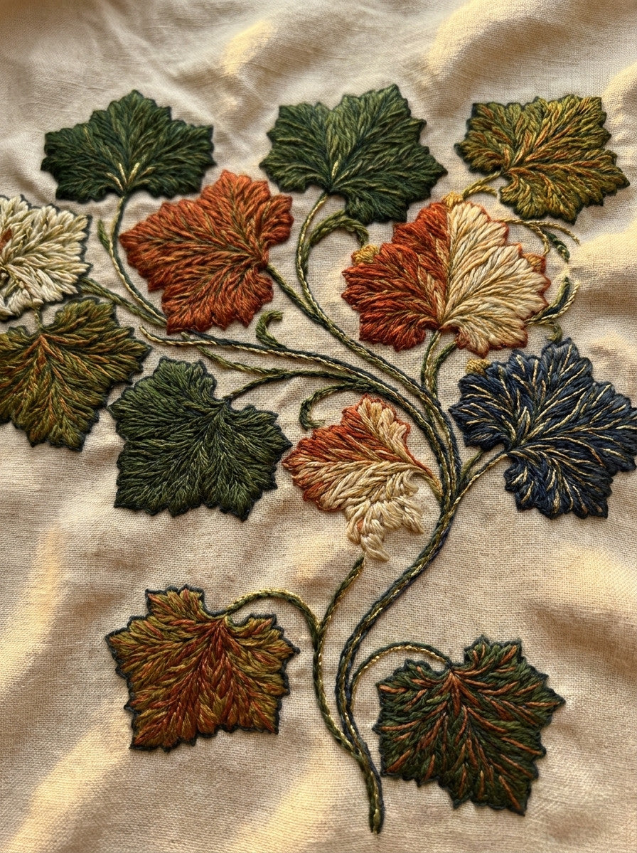 Crewel Leaf Border from Jacobean & Crewel Embroidery Book 4, a digital embroidery design reference for machine embroidery designs, embroidery patterns and border and edge embroidery.