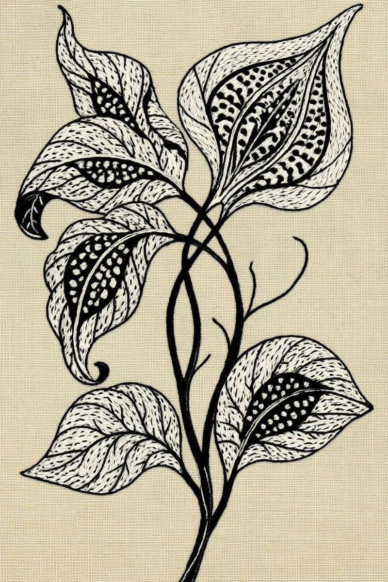 Crewel Leaf Study 02 from Jacobean & Crewel Embroidery Book 3, a digital embroidery design reference for machine embroidery designs, embroidery patterns and botanical and floral embroidery.
