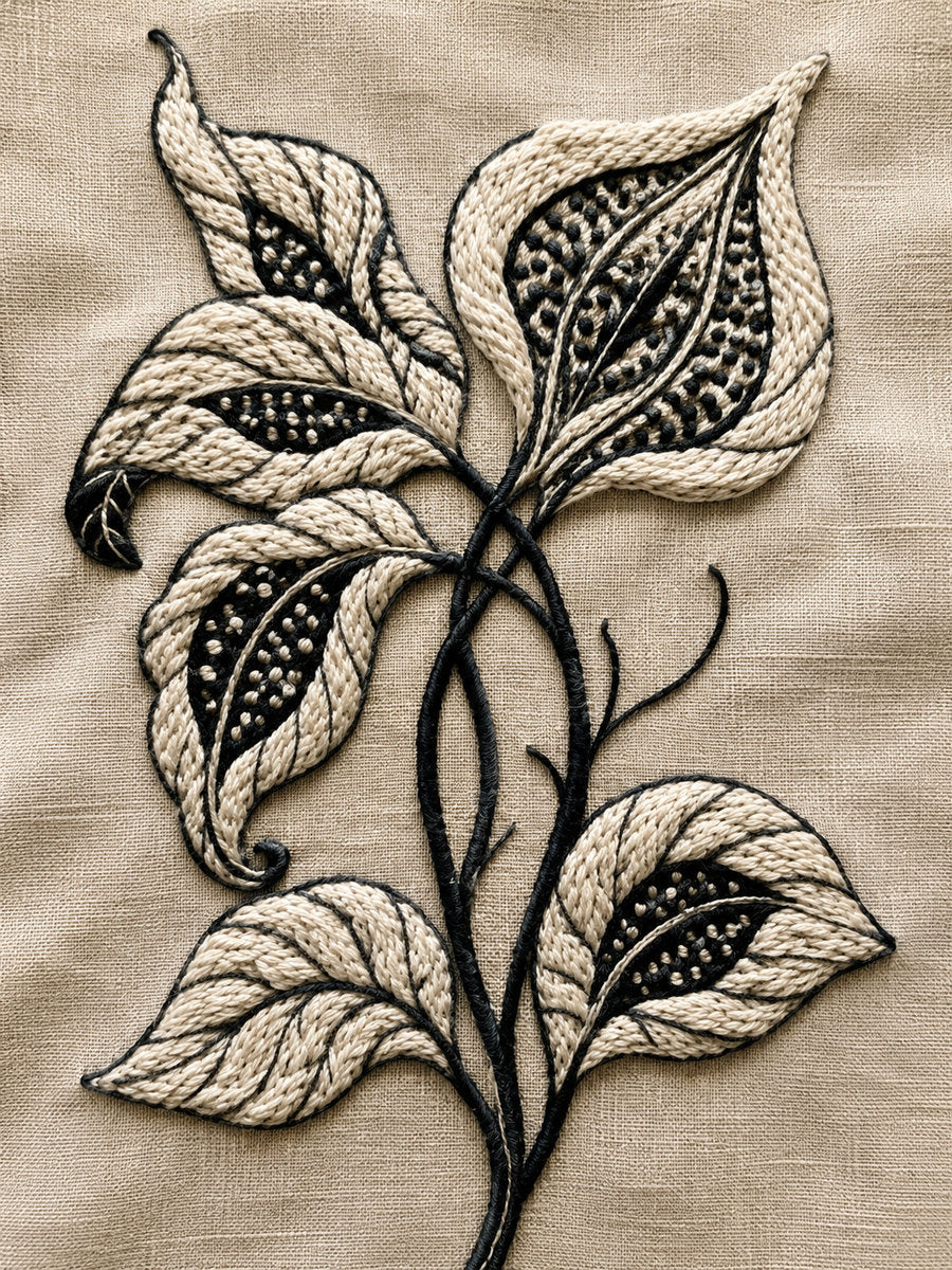 Crewel Leaf Study from Jacobean & Crewel Embroidery Book 3, a digital embroidery design reference for machine embroidery designs, embroidery patterns and botanical and floral embroidery.
