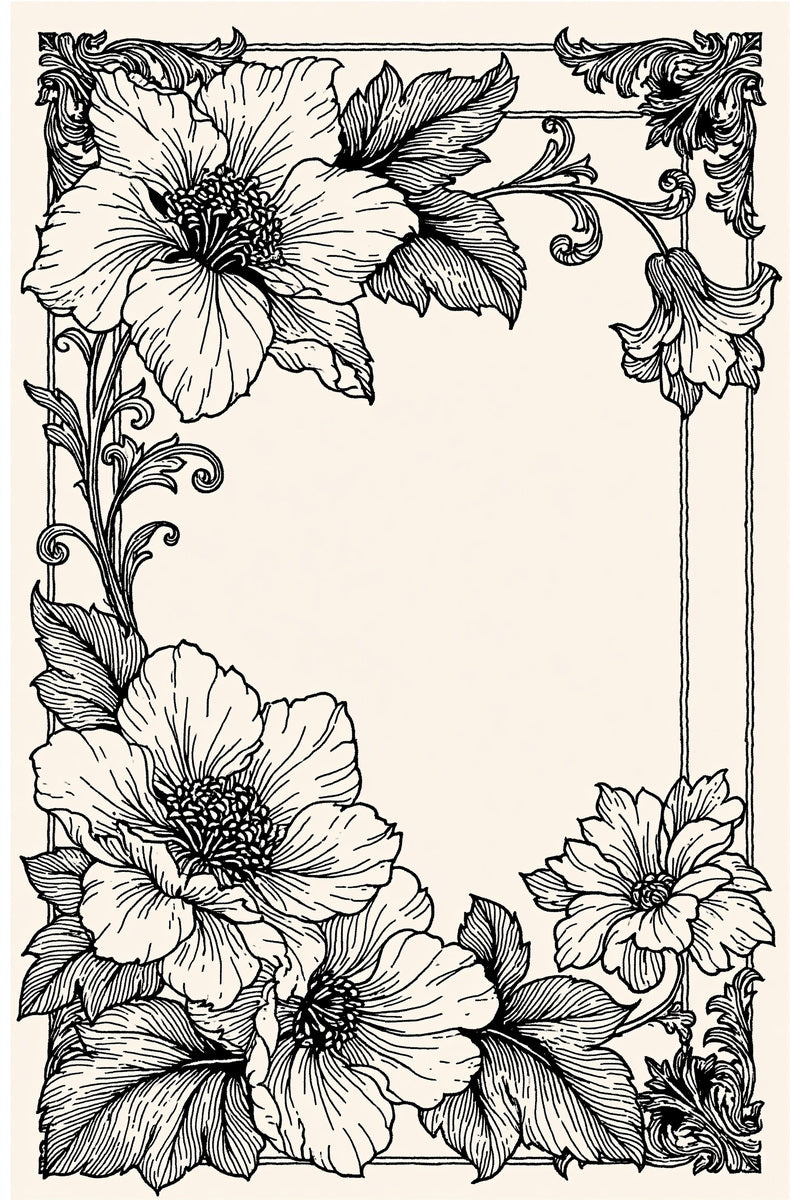 Crewel Rectangular Frame from Jacobean & Crewel Embroidery Book 4, a digital embroidery design reference for machine embroidery designs, embroidery patterns and frames and monogram spaces.