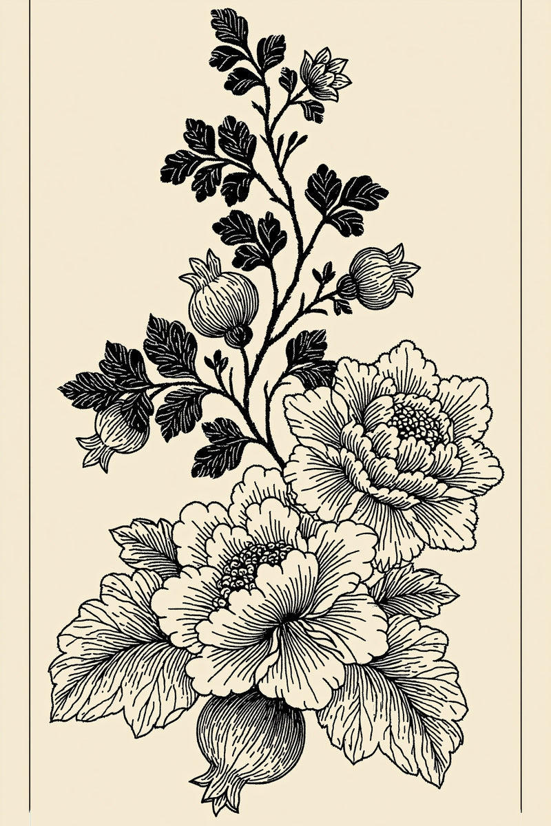 Crewel Table Runner End Panel from Jacobean & Crewel Embroidery Book 4, a digital embroidery design reference for machine embroidery designs, embroidery patterns and border and edge embroidery.