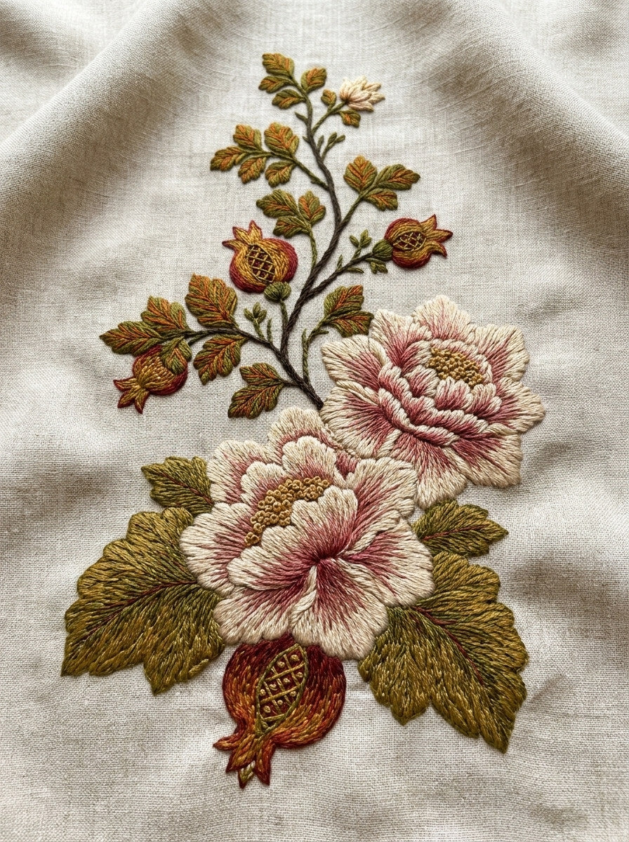 Crewel Table Runner End Panel from Jacobean & Crewel Embroidery Book 4, a digital embroidery design reference for machine embroidery designs, embroidery patterns and border and edge embroidery.