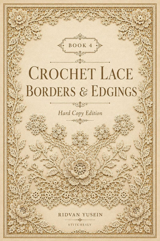 Crochet Lace Borders and Edgings Book Four, digital PDF embroidery design book, cover front.
