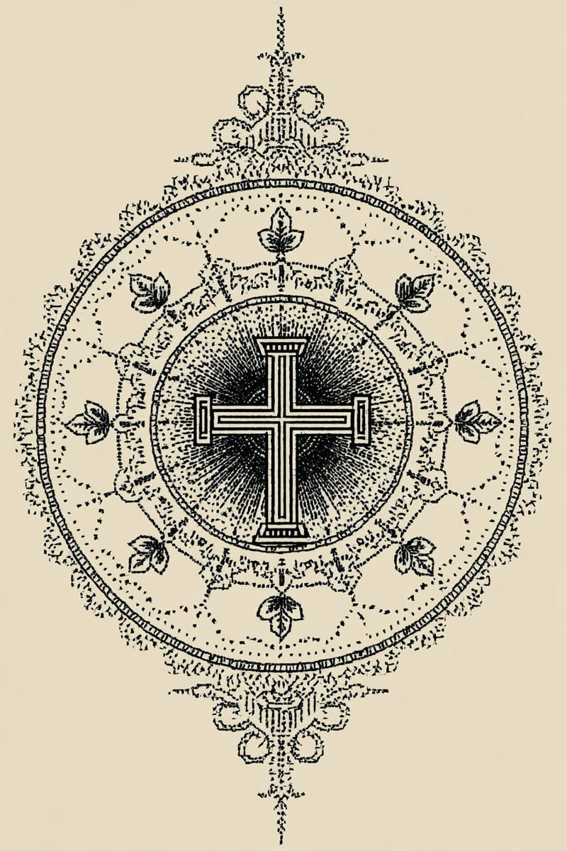 Cross Medallion from Church Embroidery & Sacred Ornament Book 2, a digital embroidery design reference for machine embroidery designs, embroidery patterns and embroidery design reference.