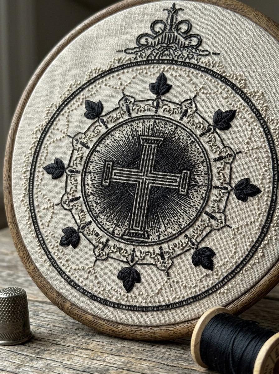 Cross Medallion from Church Embroidery & Sacred Ornament Book 2, a digital embroidery design reference for machine embroidery designs, embroidery patterns and embroidery design reference.