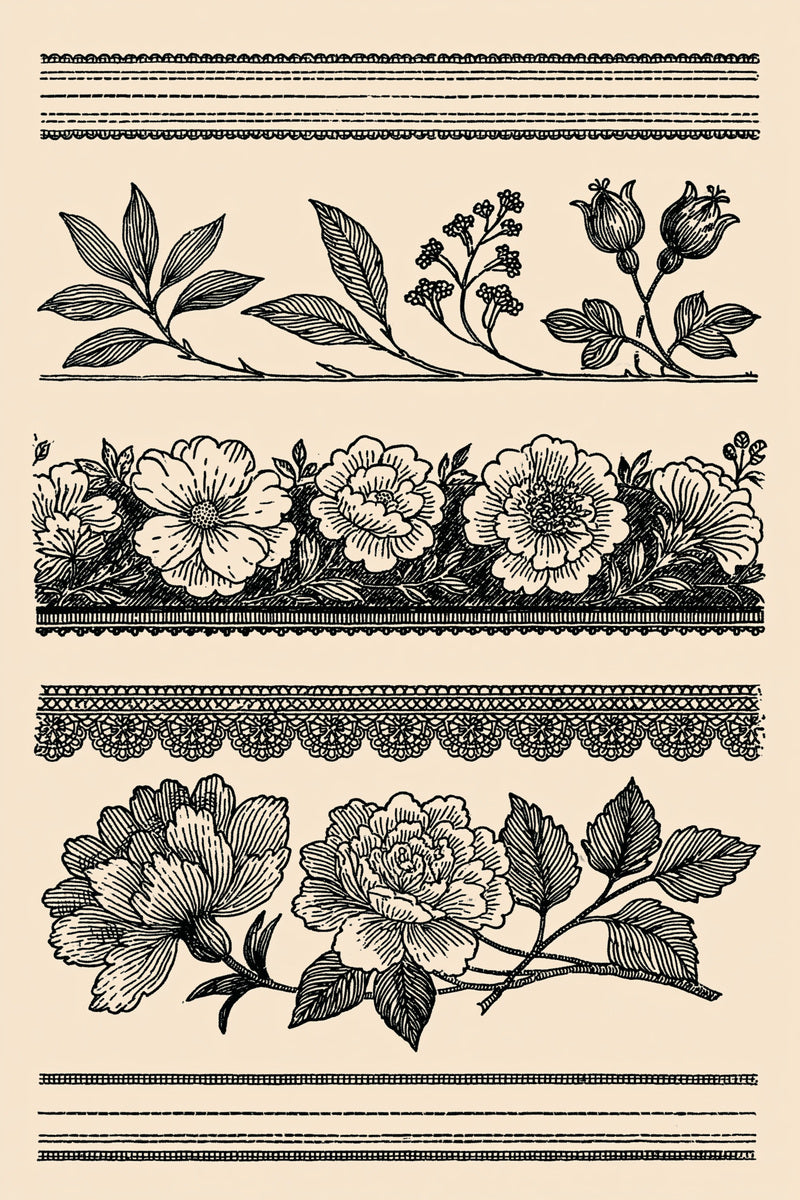 Cuff And Sleeve Motif Set 02 from Neckline & Collar Embroidery Designs Book 4, a digital embroidery design reference for machine embroidery designs, embroidery patterns and garment placement ideas.