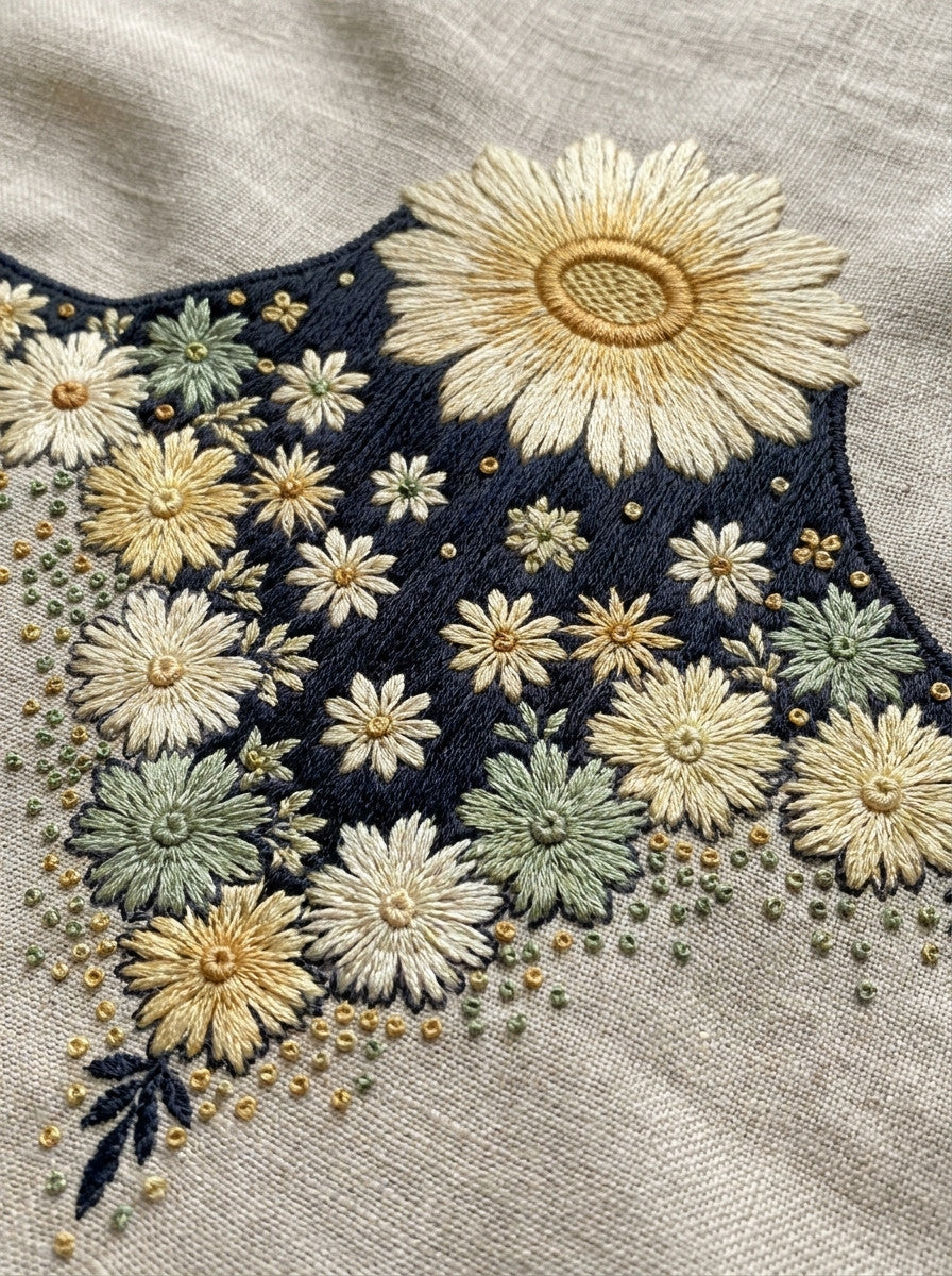 Cuff Collar And Sleeve Matching from Necklines & Collars Embroidery Book 2, a digital embroidery design reference for machine embroidery designs, embroidery patterns and garment placement ideas.