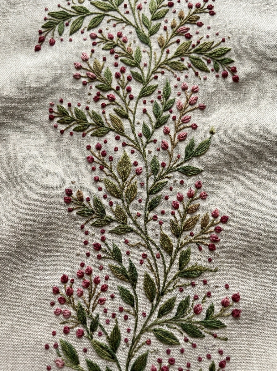 Cuff Leaf Sprig Border Botanical from Botanical Sprig Library Book 5, a digital embroidery design reference for machine embroidery designs, embroidery patterns and border and edge embroidery.
