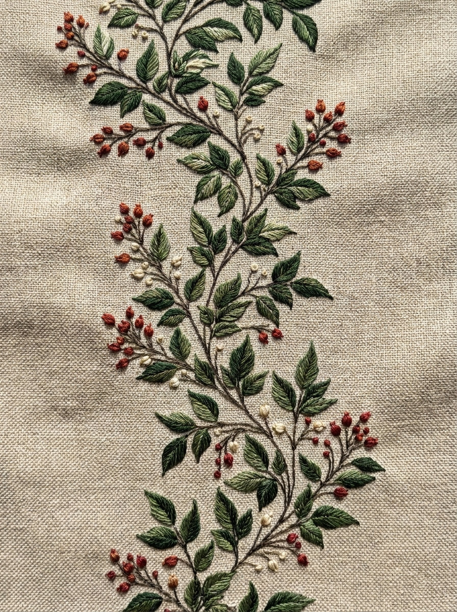 Cuff Leaf Sprig Border Botanical from Botanical Sprig Library Book 9, a digital embroidery design reference for machine embroidery designs, embroidery patterns and border and edge embroidery.