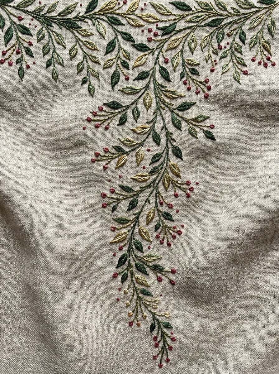Cuff Leaf Sprig Border Botanical from Botanical Sprig Library Book 6, a digital embroidery design reference for machine embroidery designs, embroidery patterns and border and edge embroidery.