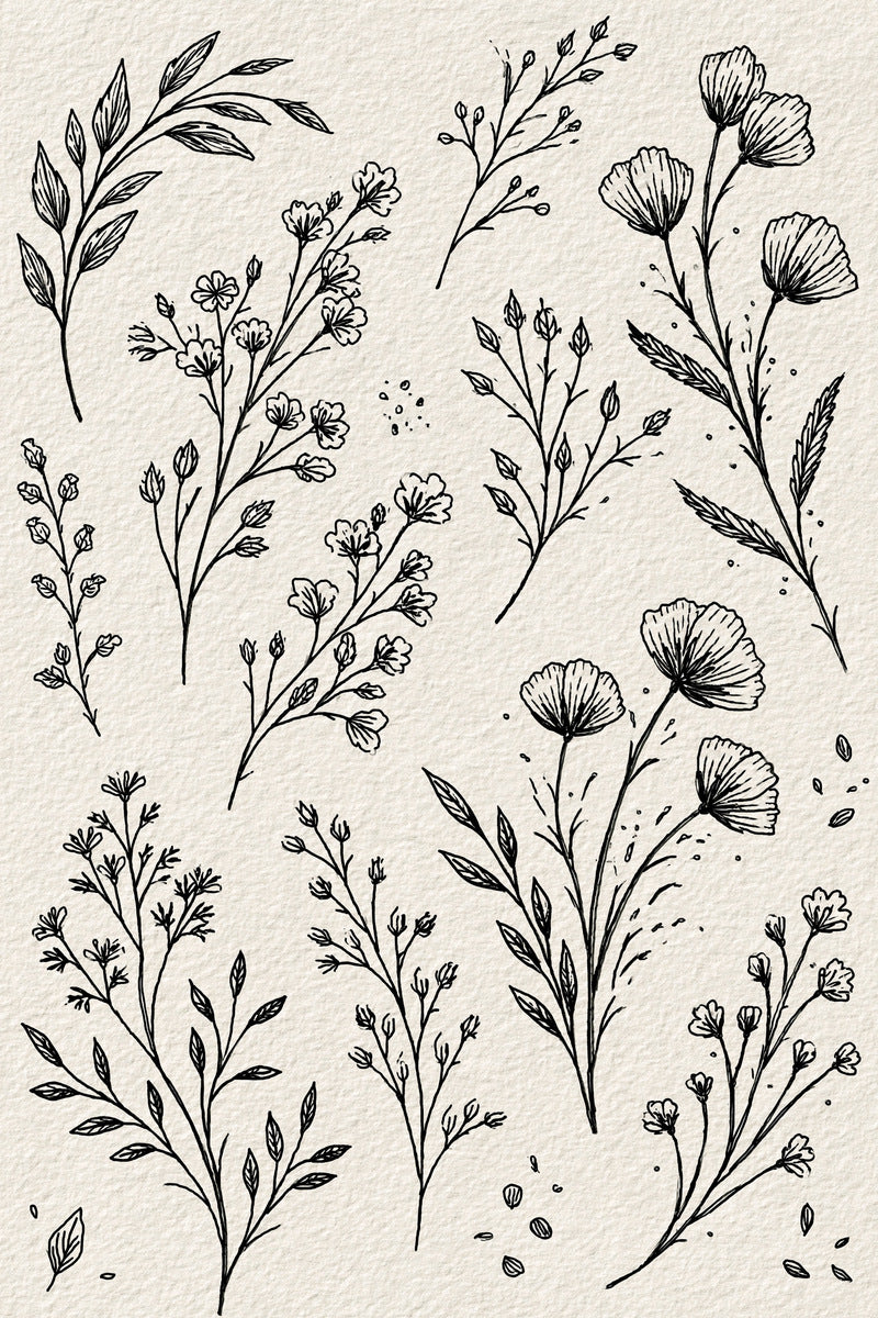 Curved Branches Tiny Bouquets And 02 from Botanical Sprig Library Book 4, a digital embroidery design reference for machine embroidery designs, embroidery patterns and small motif and accent designs.