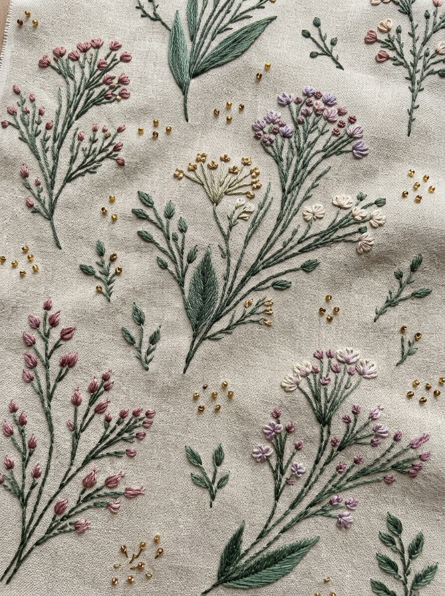 Curved Branches Tiny Bouquets And 02 from Botanical Sprig Library Book 4, a digital embroidery design reference for machine embroidery designs, embroidery patterns and small motif and accent designs.